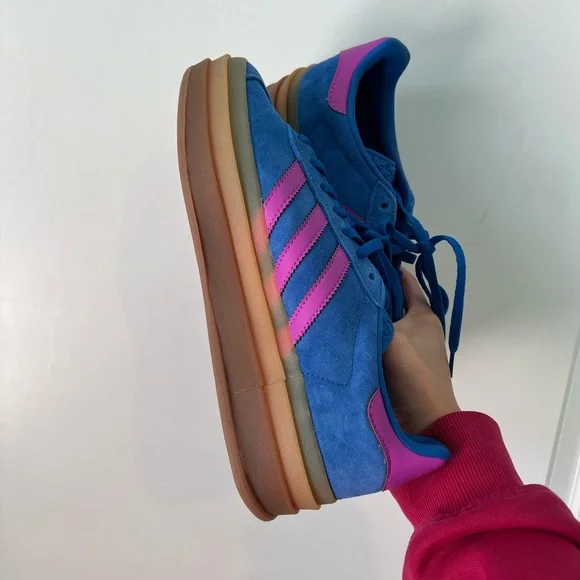 Adidas Women's Gazelle Bold Platform Sneaker in Bold Blue/Lucid Pink size 7 - Picture 5 of 5